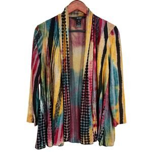 Ali Miles Sz Petite Small PS Open Front Wearable Art to Wear Blouse Shirt Top